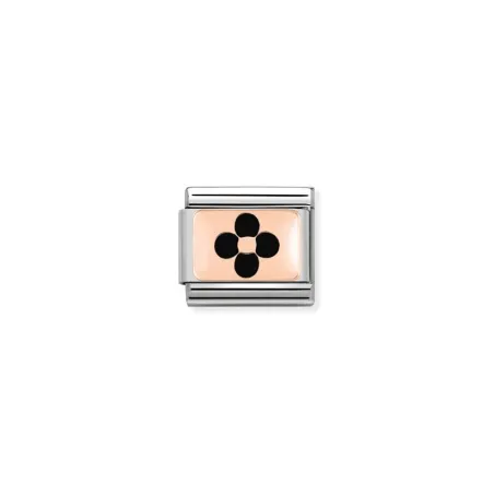 Composable Classic PLACAS acero, esmalte y oro 9k (12_Flor NEGRA)