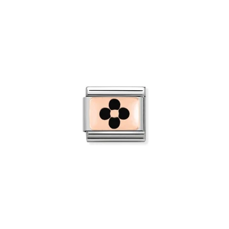 Composable Classic PLACAS acero, esmalte y oro 9k (12_Flor NEGRA)