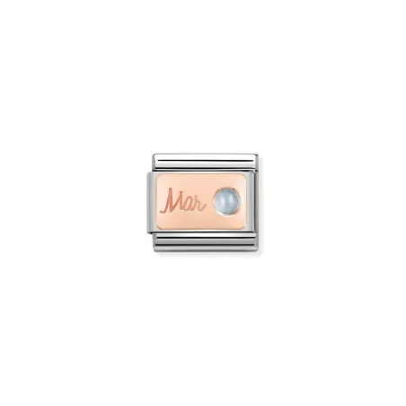 Composable Classic PIEDRA MES en acero y oro 375 (03_Marzo AGUAMARINA)