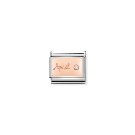 Composable Classic PIEDRA MES en acero y oro 375 (04_Abril DIAMANTE)
