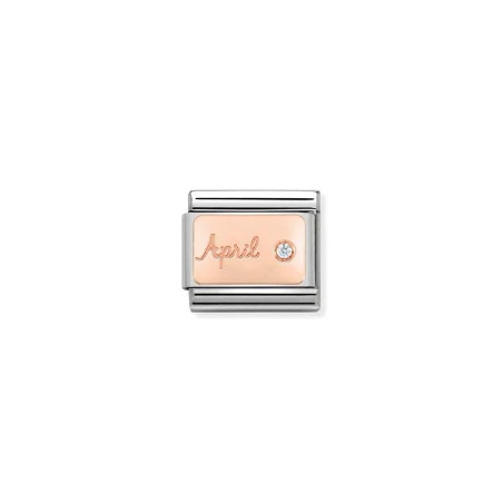 Composable Classic PIEDRA MES en acero y oro 375 (04_Abril DIAMANTE)