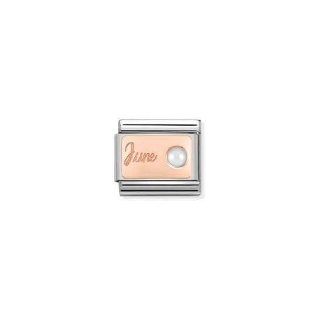 Composable Classic PIEDRA MES en acero y oro 375 (06_Junio PERLA BLANCA)