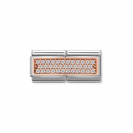 Composable DOUBLE Classic PAVE acero y oro 375 (01_Blanco)