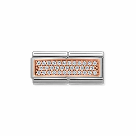 Composable DOUBLE Classic PAVE acero y oro 375 (01_Blanco)