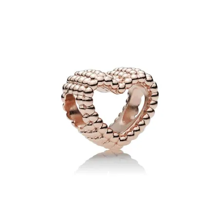 Beaded heart 14k rose gold-plated charm