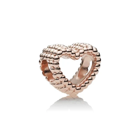 Beaded heart 14k rose gold-plated charm