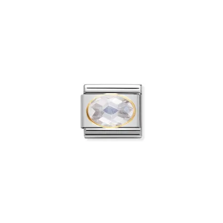 Comp, Classic ZIRCONIAS CUBIC TALLADAS acero, oro de 18k (010_BLANCO)