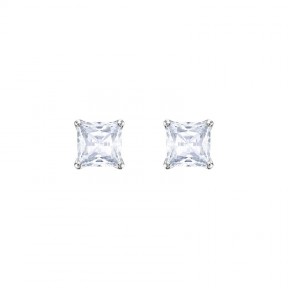 Pendientes Swarovski de botón Attract, blanco, baño de rodio 5430365