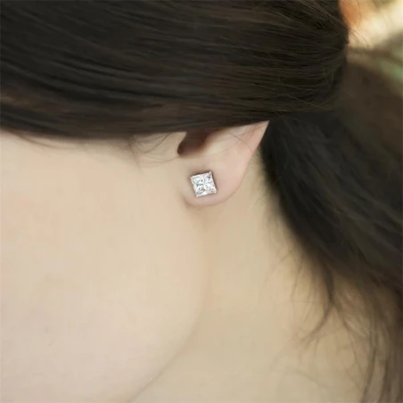 Pendientes Swarovski de botón Attract, blanco, baño de rodio 5430365