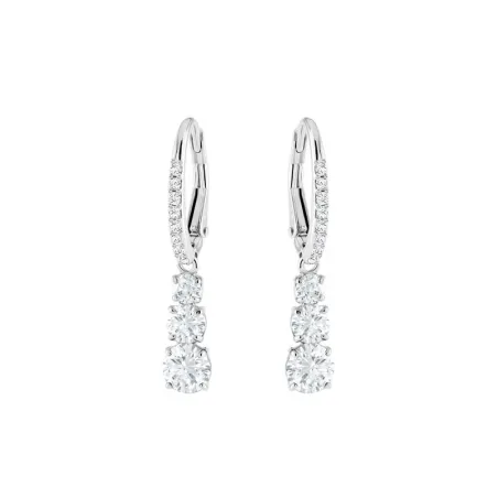 Pendientes Swarovski Attract Trilogy Round, blanco, baño de rodio 5416155