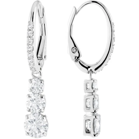 Pendientes Swarovski Attract Trilogy Round, blanco, baño de rodio 5416155