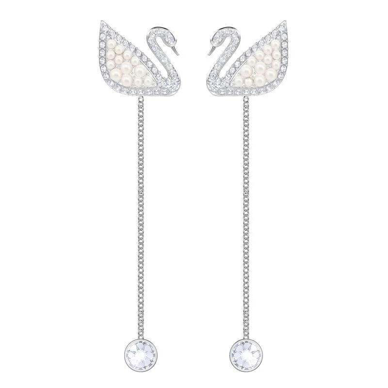Pendientes Iconic Swan, blanco, baño de rodio 5429270