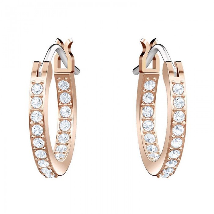 Pendientes de aro, Swarovski Symbolic moon, negro, baño de oro rosa 5440458