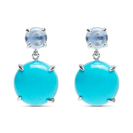 Pendientes Luxenter Ornei Mujer Plata Baño Rodio y Turquesa EXA0629400