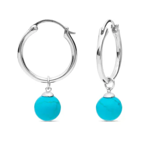 Pendientes Luxenter Ririj Mujer Plata Baño Rodio y Piedra Turquesa EXA0829400