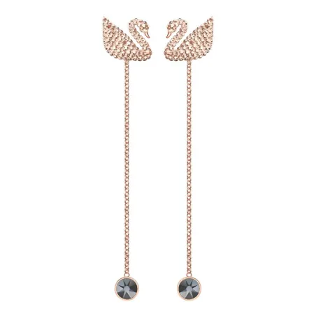 Pendientes Swarovski Iconic Swan, marrón, baño en tono oro rosa 5373164