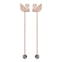 Pendientes Swarovski Iconic Swan, marrón, baño en tono oro rosa 5373164
