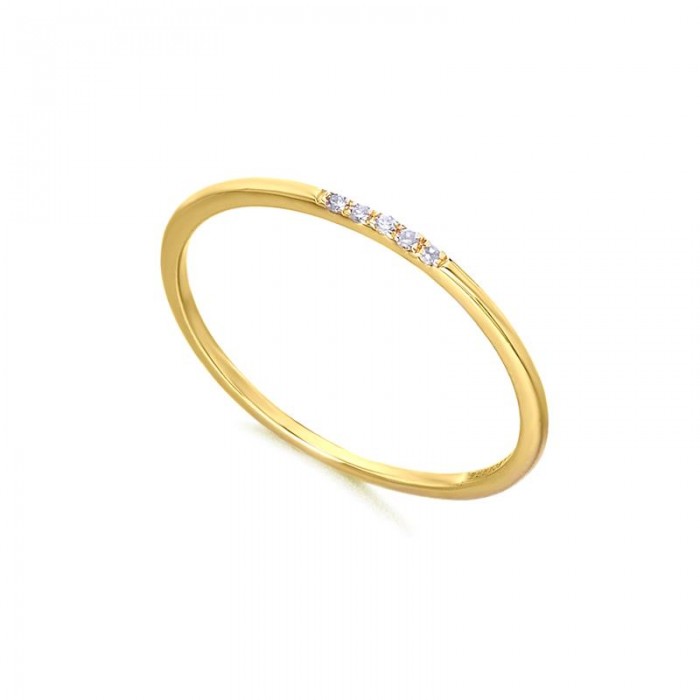 Anillo LeCarré 5 Diamantes Oro Amarillo GA057OA