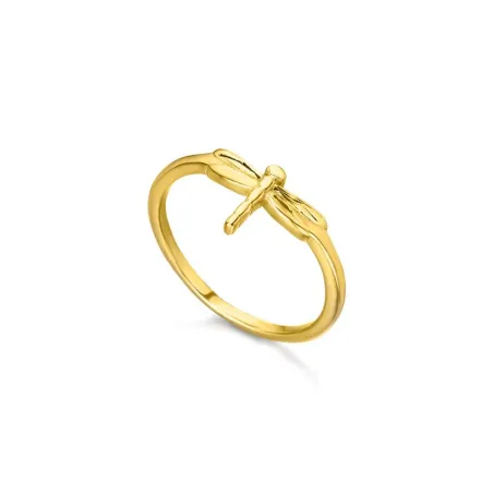 Anillo Libélula de plata de 1ª ley bañada en oro LA105AM