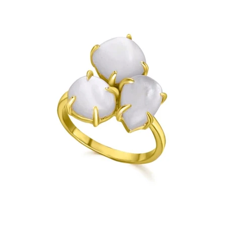 Anillo Le Carré Mujer  Plata Baño Amarillo Nácar LA123NA