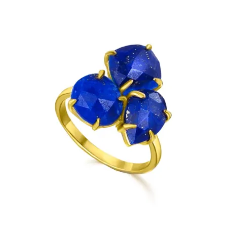 Anillo Le Carré Mujer Plata Baño Amarillo Lapislazuli LA123ZA