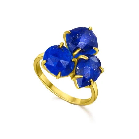 Anillo Le Carré Mujer Plata Baño Amarillo Lapislazuli LA123ZA