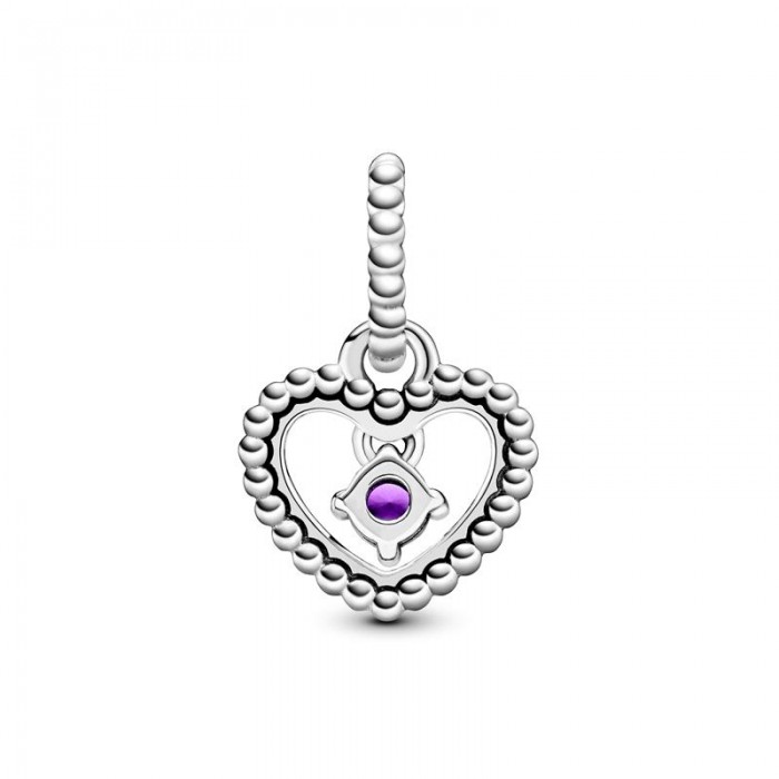 Charm Pandora colgante Corazón Piedra de Nacimiento Febrero 798854C03