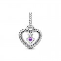 Charm Pandora colgante Corazón Piedra de Nacimiento Febrero 798854C03