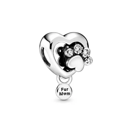 Charm Pandora Corazón y Huella Brillante 798873C01