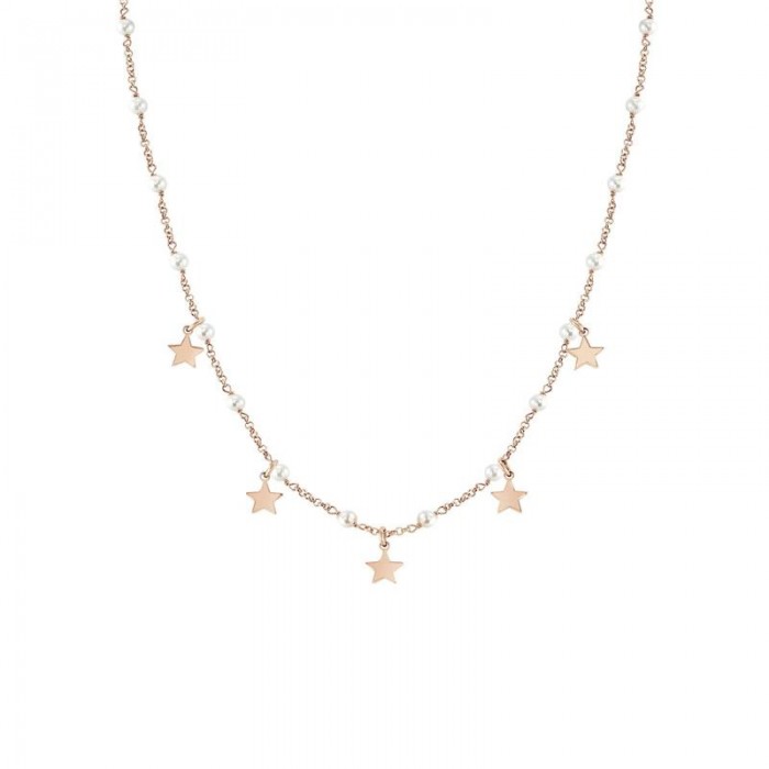Collar MON AMOUR en acero, plata 925 y perlas ac. ORO ROSA Estrella