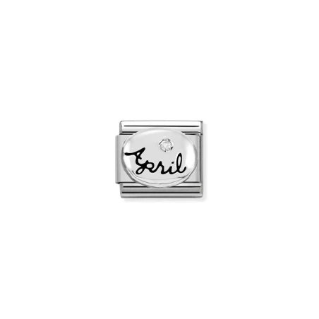 Composable Classic SIMBOLOS acero, plata 925 y piedras Abril DIAMANTE