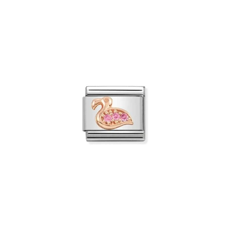 Composable Classic SIMBOLOS acero, zirconia y oro 9k Flamingo