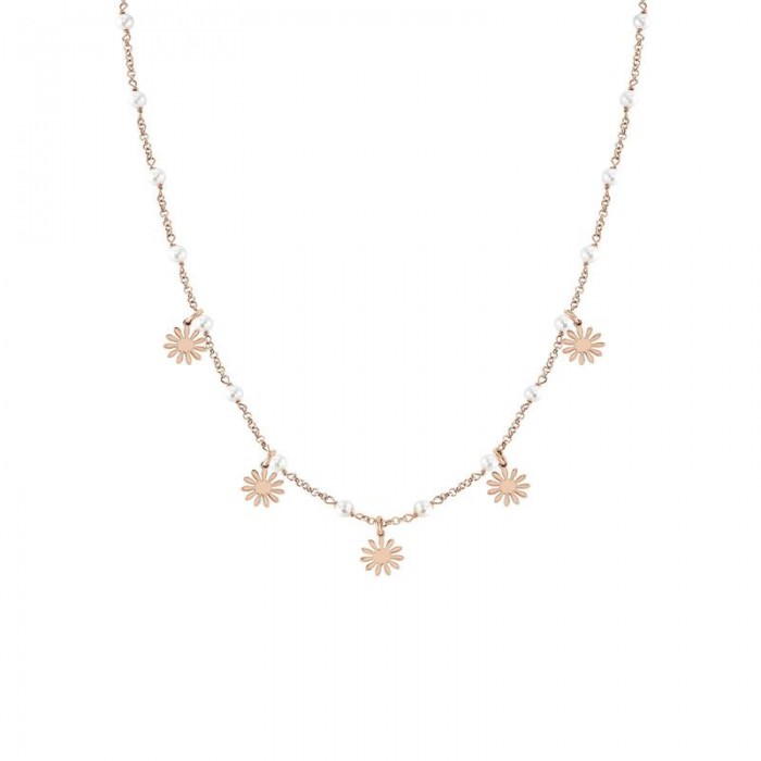 Collar MON AMOUR en acero, plata 925 y perlas ac. ORO ROSA Margarita