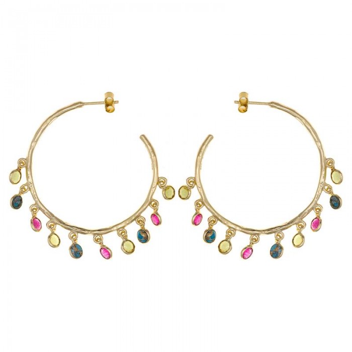 Pendientes Salvatore Plata Chapado Oro Vasonita, Turquesa y Jade 163A0427