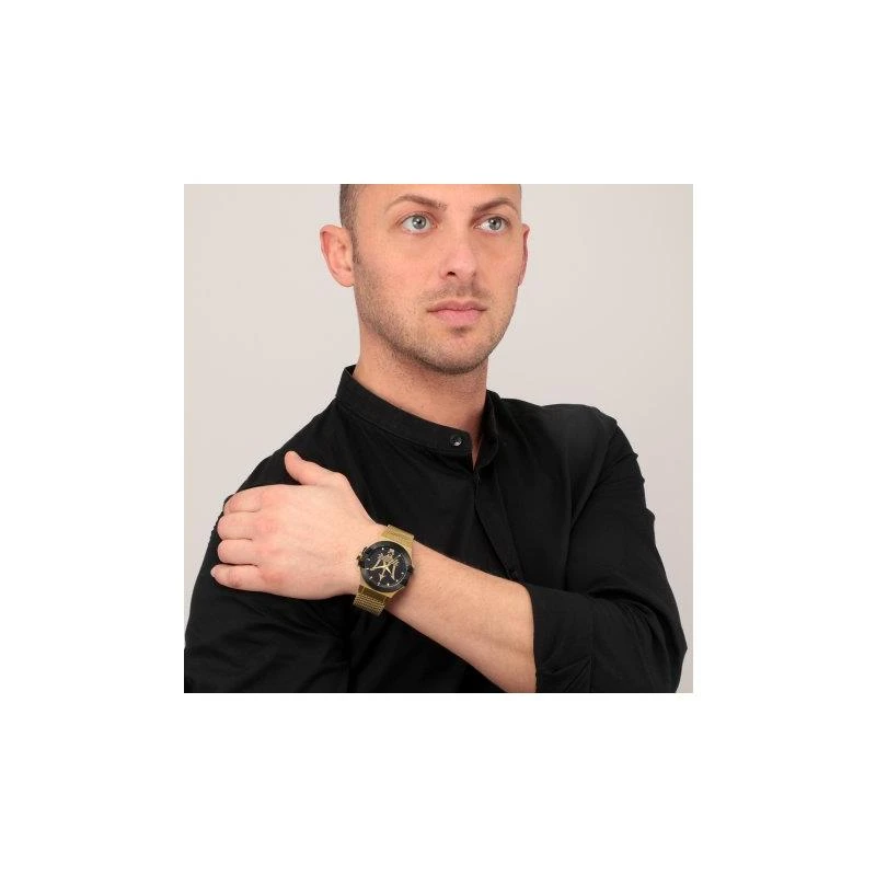 POTENZA 42MM 3H BLACK DIAL MESH BR YG