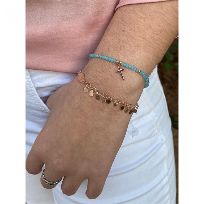Pulsera Plata arxis cruz y chapitas Rosé D5143BK0001 DR2919