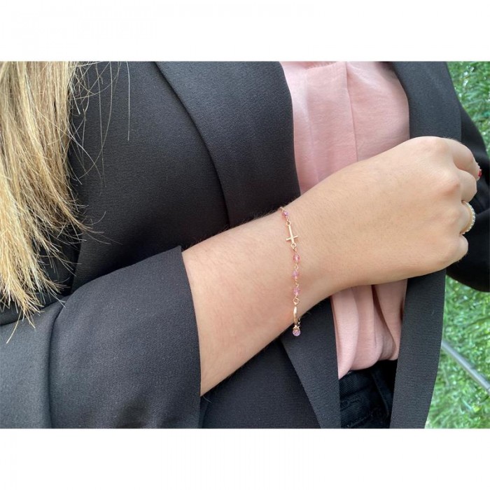 Pulsera Plata arxis cruz baño de oro D5092BK0052 DR1221