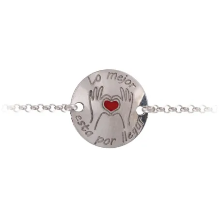 Pulsera Plata Manos "lo mejor está por llegar" 8CF3339-30