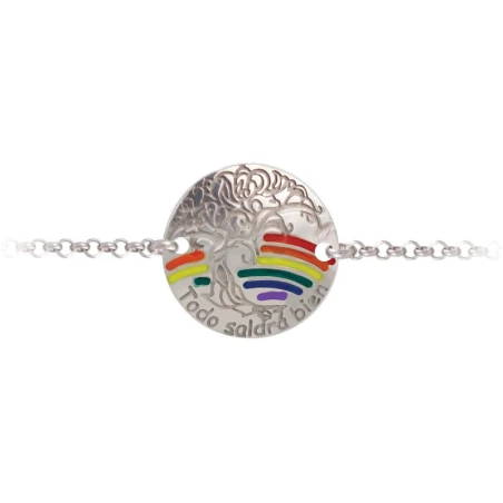 Pulsera  Plata Arbol-Iris "Todo saldrá bien" 8CF3340-18