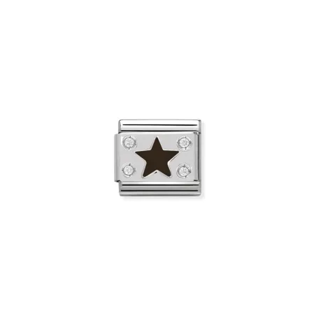 Composable Classic CL SIMBOLOS acero, esmalte, Cubic zirc.y plata 925 Placa estrella NEGRA