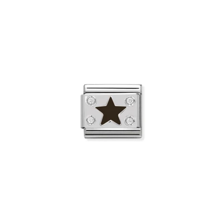 Composable Classic CL SIMBOLOS acero, esmalte, Cubic zirc.y plata 925 Placa estrella NEGRA