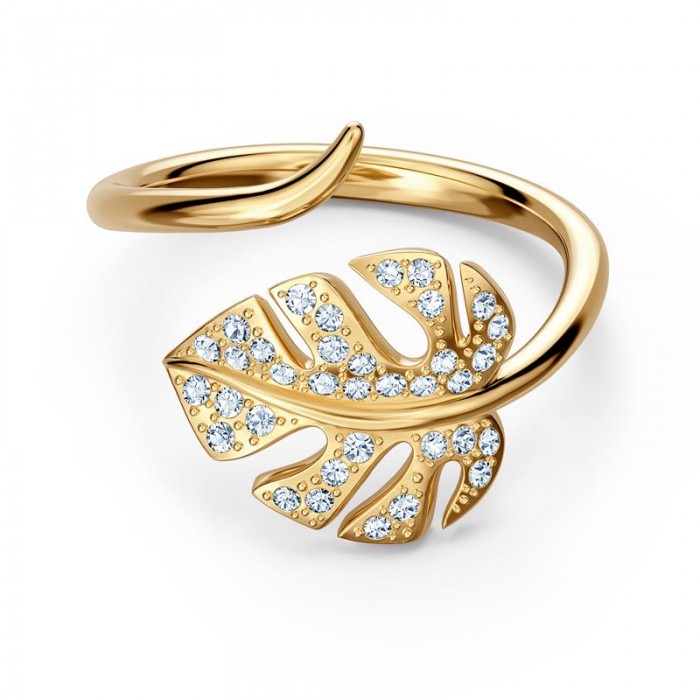 Anillo Swarovski Tropical Leaf Baño Oro Talla 58 5535560