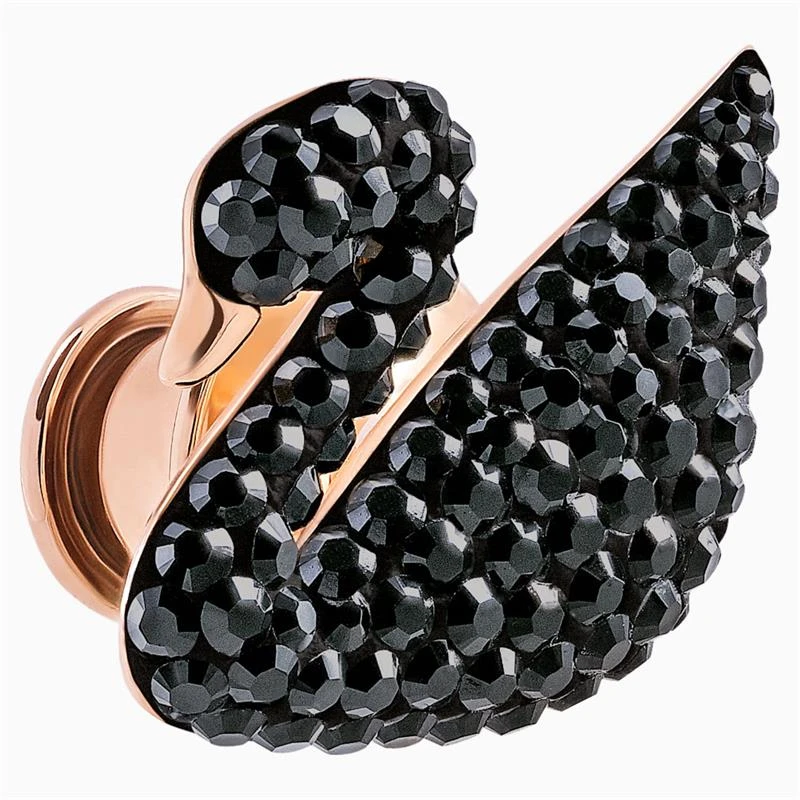 Broche Swarovski Iconic Swan Negro Baño Oro Rosa 5439869