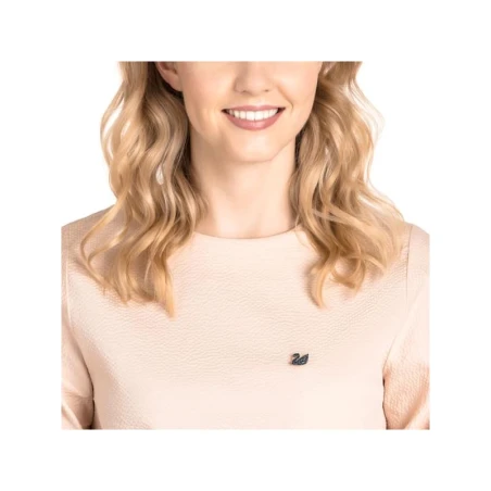 Broche Swarovski Iconic Swan Negro Baño Oro Rosa 5439869