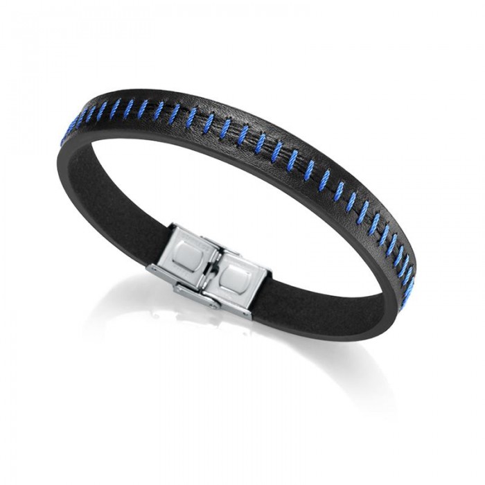 Pulsera Viceroy Fashion HEAT Hombre Piel Negra y Acero Inoxidable 75218P01013