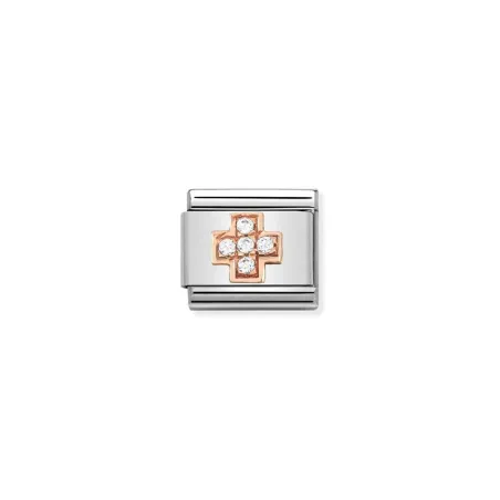 Composable Classic SIMBOLOS acero, zirconia y oro 9k Cruz