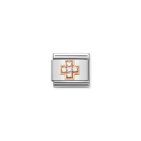 Composable Classic SIMBOLOS acero, zirconia y oro 9k Cruz