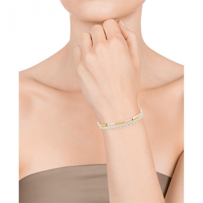 Pulsera Viceroy Fashion CHIC Mujer Piel Blanco y Acero Inoxidable Baño Oro 15075P01019