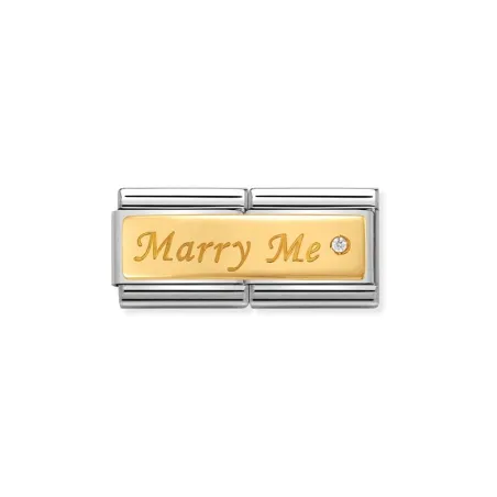 Composable DOUBLE Classic ENGRAVED acero, c.c. y oro 750 Marry Me