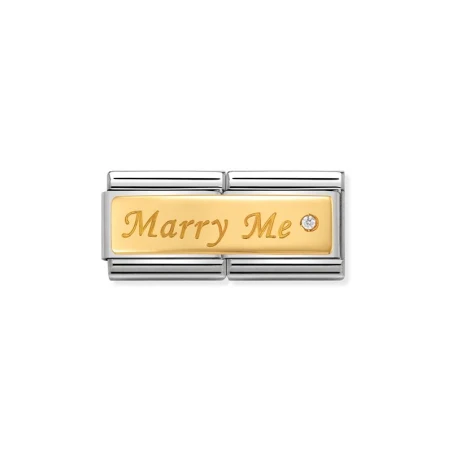 Composable DOUBLE Classic ENGRAVED acero, c.c. y oro 750 Marry Me